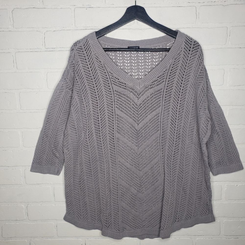 Torrid Grey Pointelle Knit Sweater - Picture 2 of 6